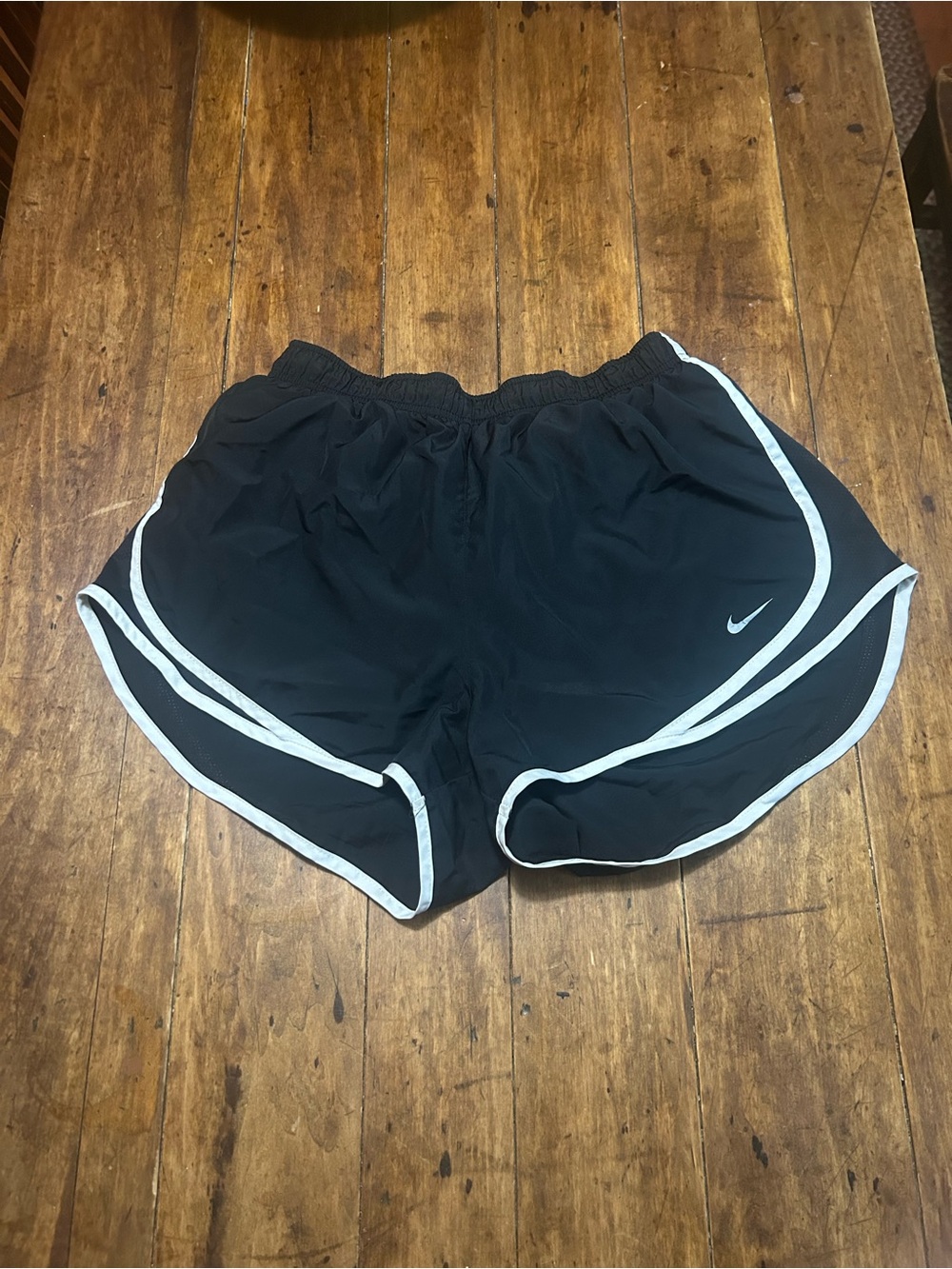 Nike Black Athletic Shorts with White Piping